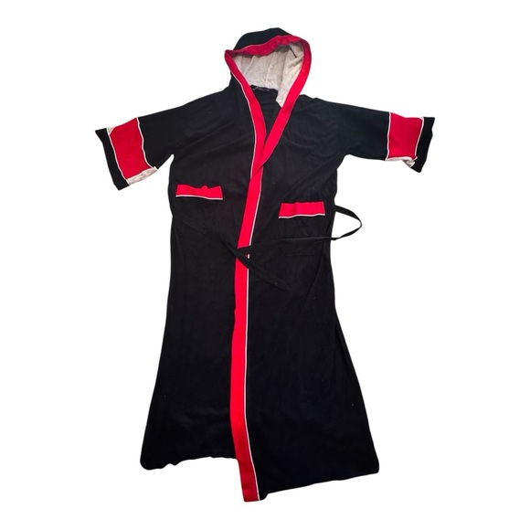 PLAYBOY Other - Vintage Playboy Unisex Terry Cloth Black Red Hugh Hefner L/XL Made in USA Robe